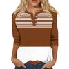 Women's Fashion T-Shirt Casual Printing V-Neck Button Up Shoulder Sleeves Seven Quarter Sleeve Top