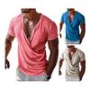 Herren T-Shirt V-Ausschnitt Kurzarm Casual Tops Loose Fit Einfarbig Atmungsaktives Gewebe Pullover Tops Home Gym Street Wear
