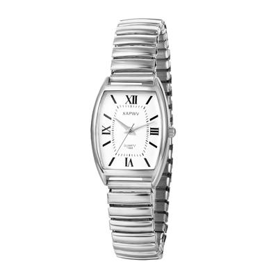 Roman Analog Antique Elastic Quartz and Fashionable Lover Gift Couple's Watches, Alphabet, Display, Square, Style, Stylish, Strap, Watches, Silver,
