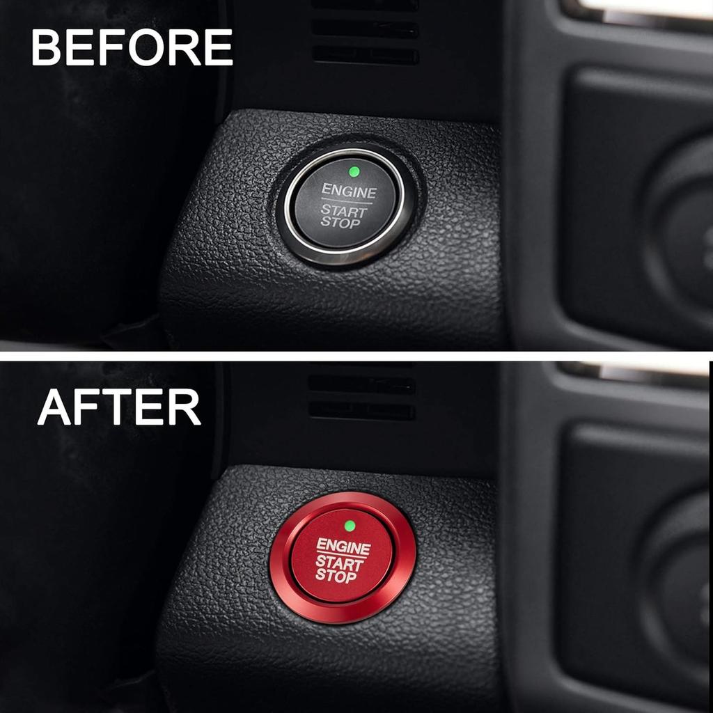 TOMALL Aluminum Engine Start Stop Push Button Cover Trim Compatible with Ford F-150 2016- Car Engine Ignition Start Button Cap Surrounding Trim Ring