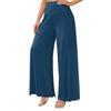 Damen Freizeithose mit hoher Taille, weitem Bein und Taschen, fließend für den Alltag