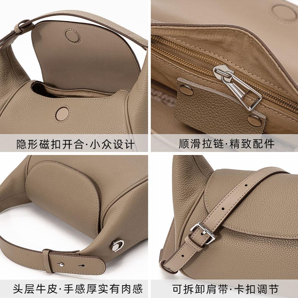 The first layer of cowhide niche design handbag toast pillow bag 2025 new simple leather women's bag shoulder crossbody
