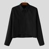 INCERUN Oversized Men Lapel Neck Long Sleeve Casual Loose Cropped Shirts