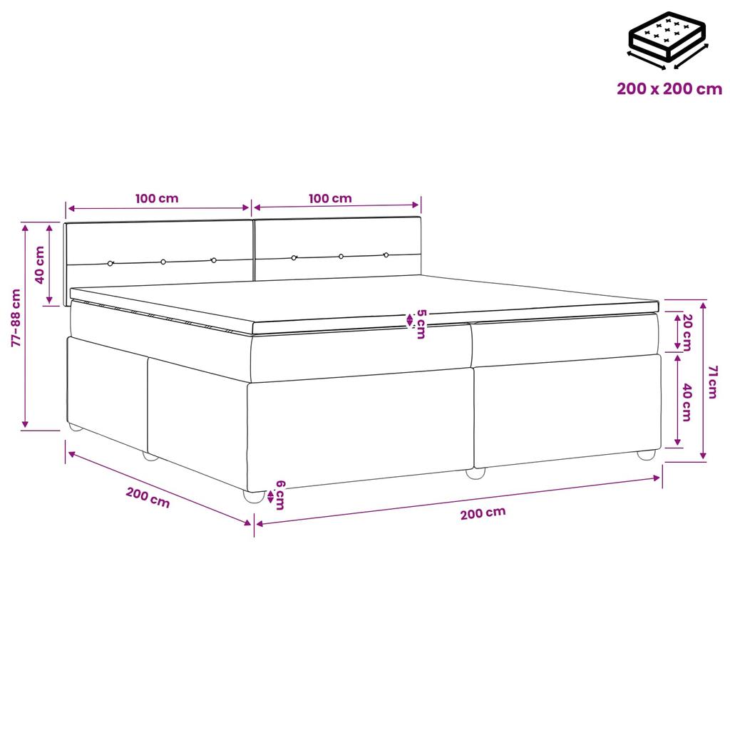 Box Spring Bed with Mattress Cream 200 x 200 cm Fabric