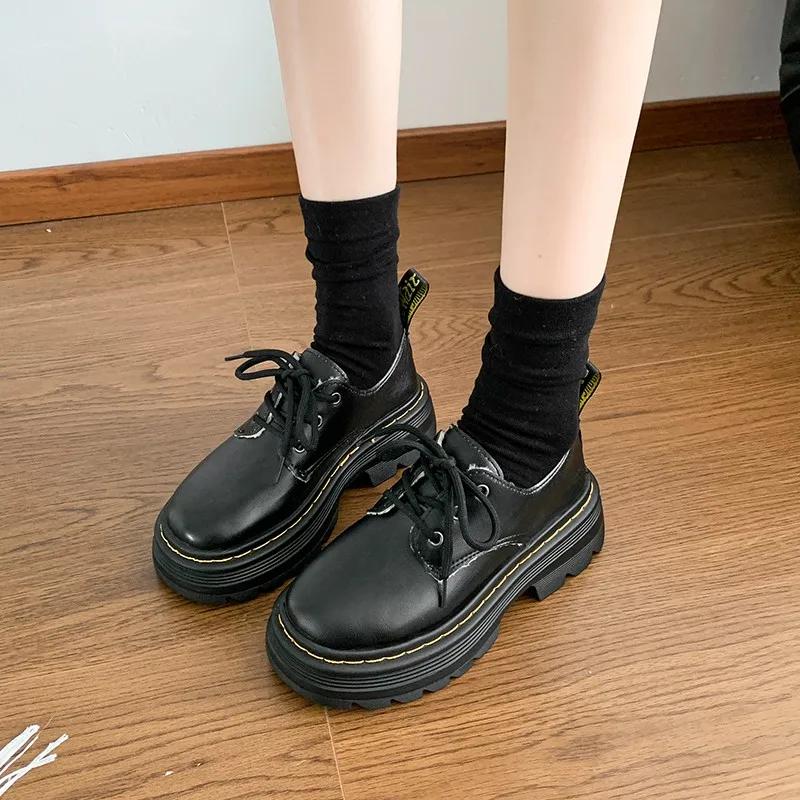 Ladies Shoes Front Lace-up Women's High Heels Fashion Round Toe Office and Career New Plus Velvet Heels Women