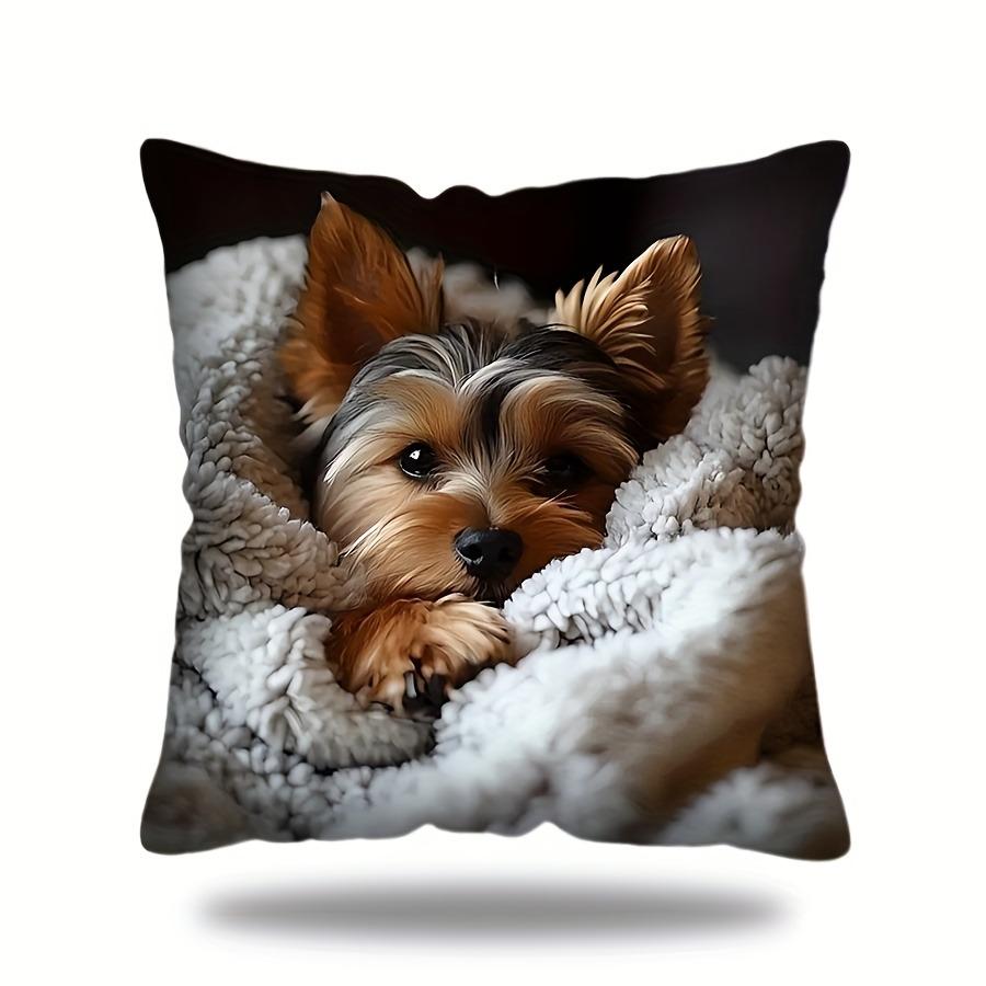 1 piece Yorkshire puppy print polyester pillowcase, modern style