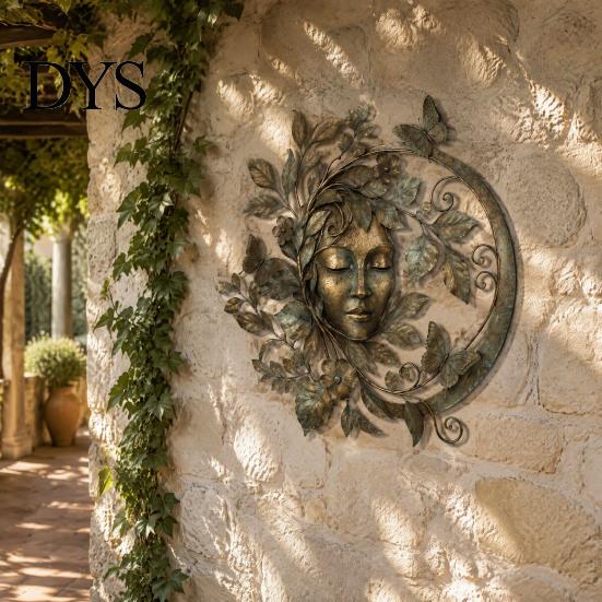 Dekorative Metallblätter und Ranken Waldgöttin Wandkunst, Eisenskulptur für Wohnzimmer Schlafzimmer, Hängendes Ornament im Bohemian Dekorstil, Natur
