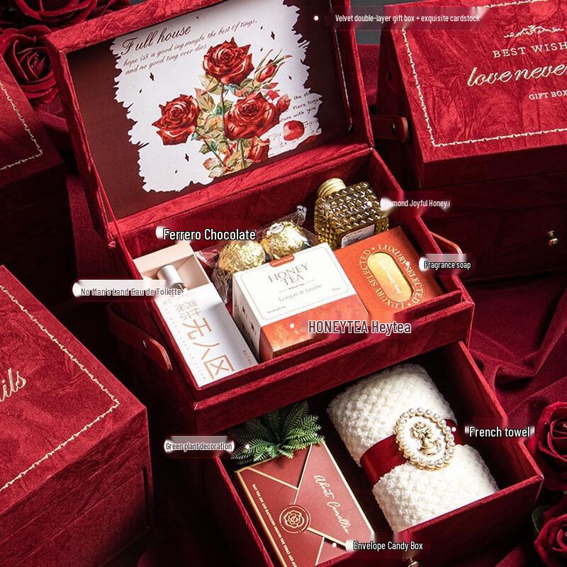 Red Velvet Women s Day Gift Collection Red Double Layer Rose Set 1