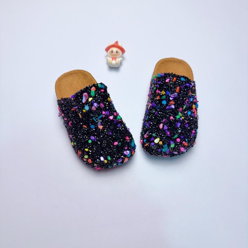 Baotou Rhinestone Thick Sole Non-slip Slip-on Children's Half Slippers for Autumn and Summer