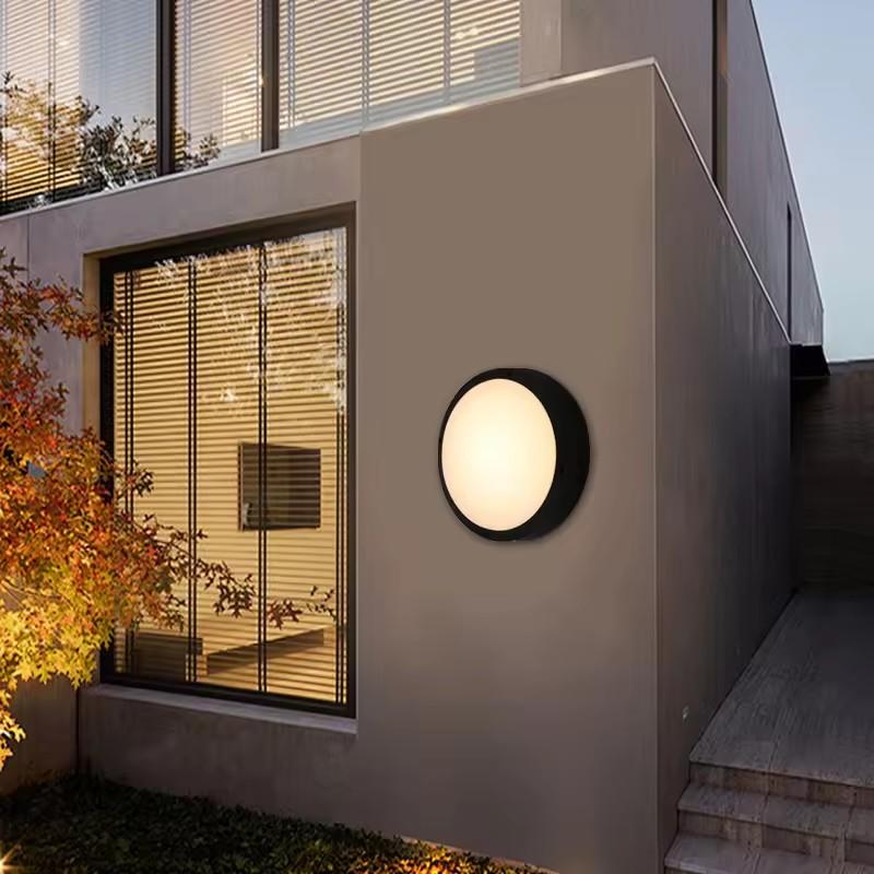 Waterproof 6W 15W Round Wall Lamps Black Aluminum Housing Wall Light Outdoor Garden Wall Sconce Light