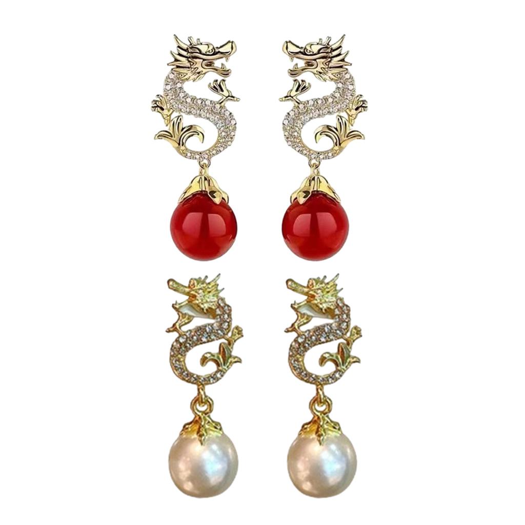 Boucles d'oreilles uniques en alliage sur le thème de l'année du dragon, accessoires exquis en forme de dragon pour le quotidien, les fêtes et les réunions