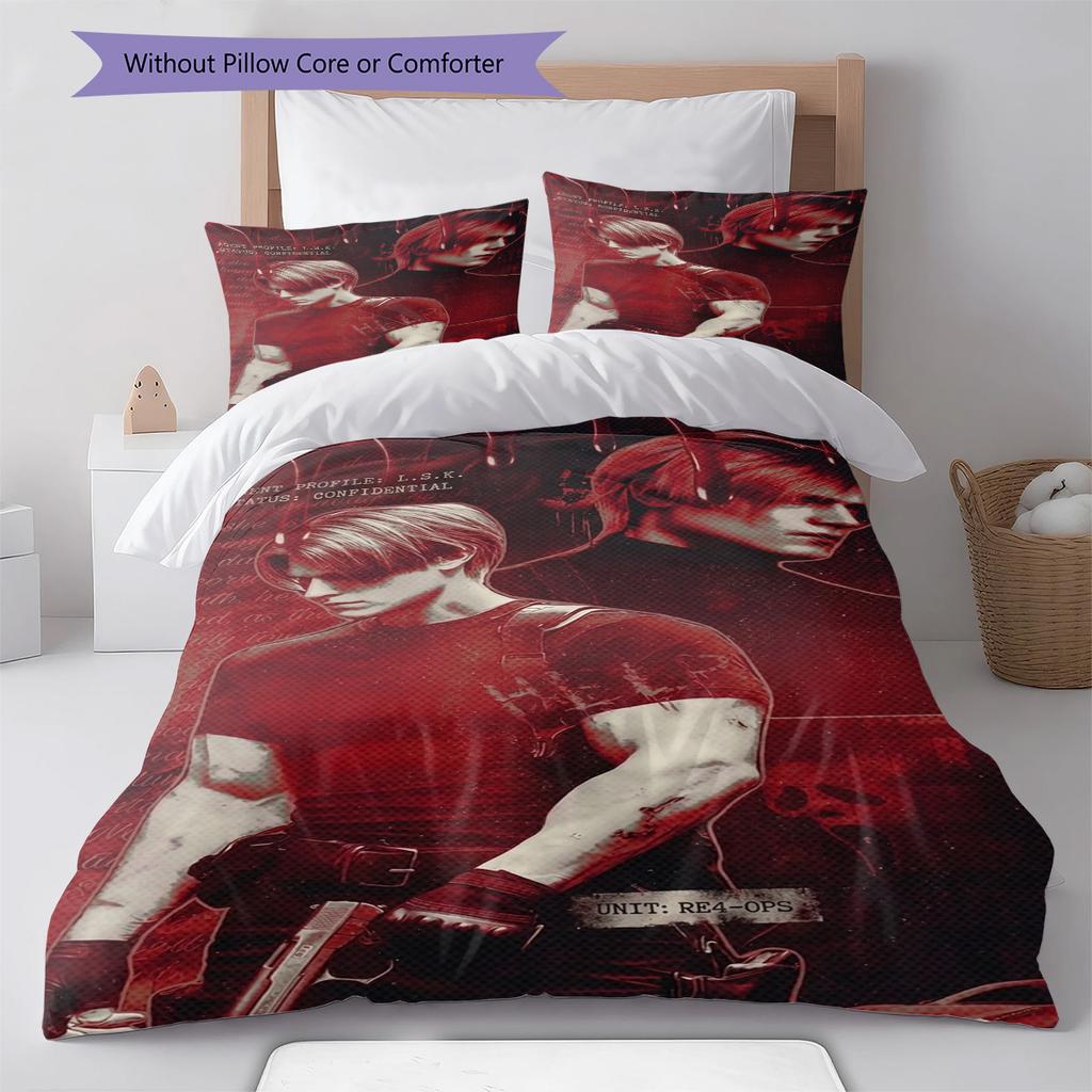 Leon Kennedy Pattern Bedding Set Quilt Cover Pillowcase Home Decor Gift (1 * duvet cover + 2 * pillowcase, without core)