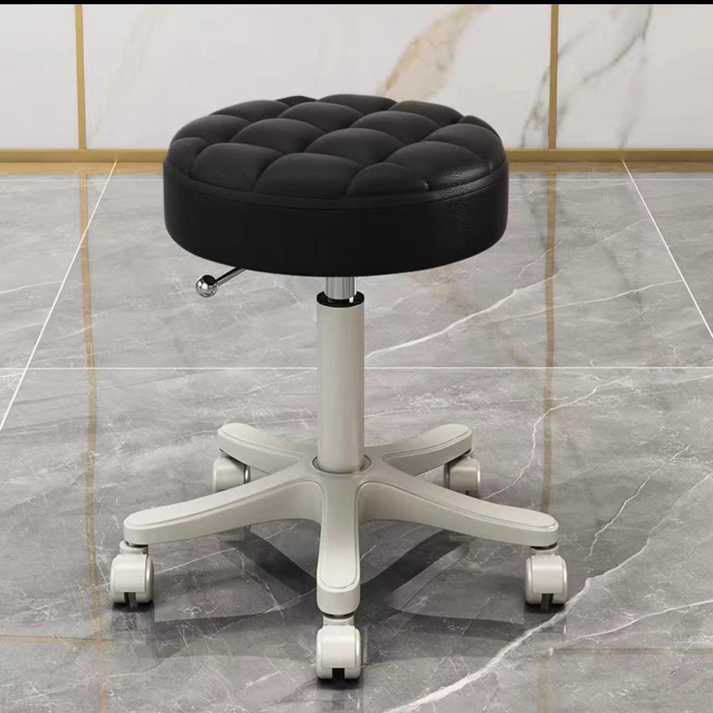 Modern Minimalist Adjustable Beauty Stool with Casters and Backrest