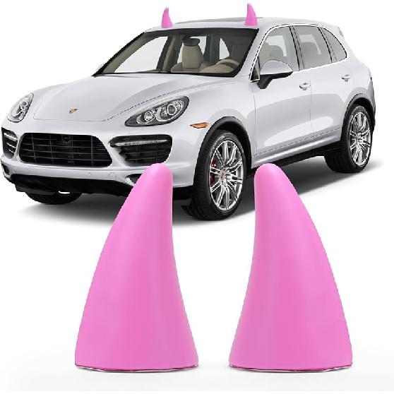 YGMONER Car 3D Devil Horns Sticker (Easy To Find Car In The Parking Lot) Halloween Car Roof Decor Elasticity Foam Bull Horns (Fashion Purple)
