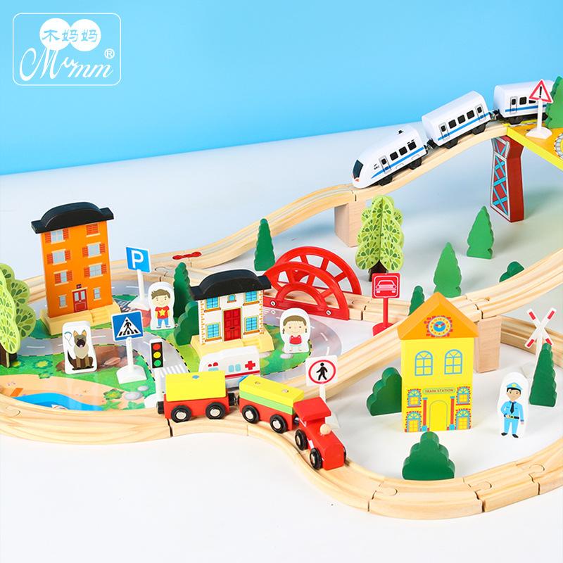 Children'S Small Train Track Toys Wooden Train Traffic 146-Piece Set Educational Early Education Hands-On Brain 3 Years Old