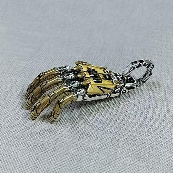 Mekanisk Hand Hänge Steampunk Halsband Hänge Retro Articulerade Fingerleder Robot Hand Berlock Smycken för Män Kvinnor