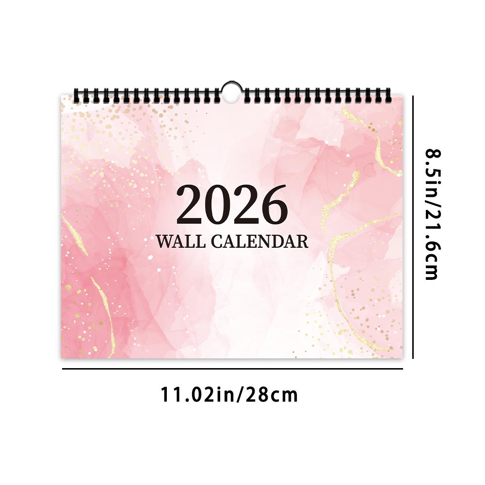 

1 шт. Настенный календарь на 2026 год, Простой акварельный дизайн, 12-месячный месячный планировщик, Идеальный подарок на дни рождения, Рождество, Новый год