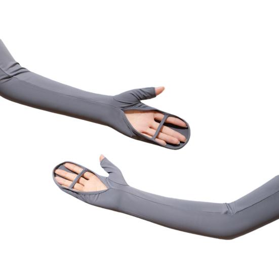 1 Pair Sun Protection Gloves Breathable Cooling Arm Sleeves UV Protection Long Gloves with Open Palm for Women Driving Cycling Outdoor Sports темно-серого