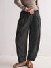 2026 Spring Women's Cotton-Linen Solid Color Casual Loose Carrot Pants with Elastic Waist and Pockets