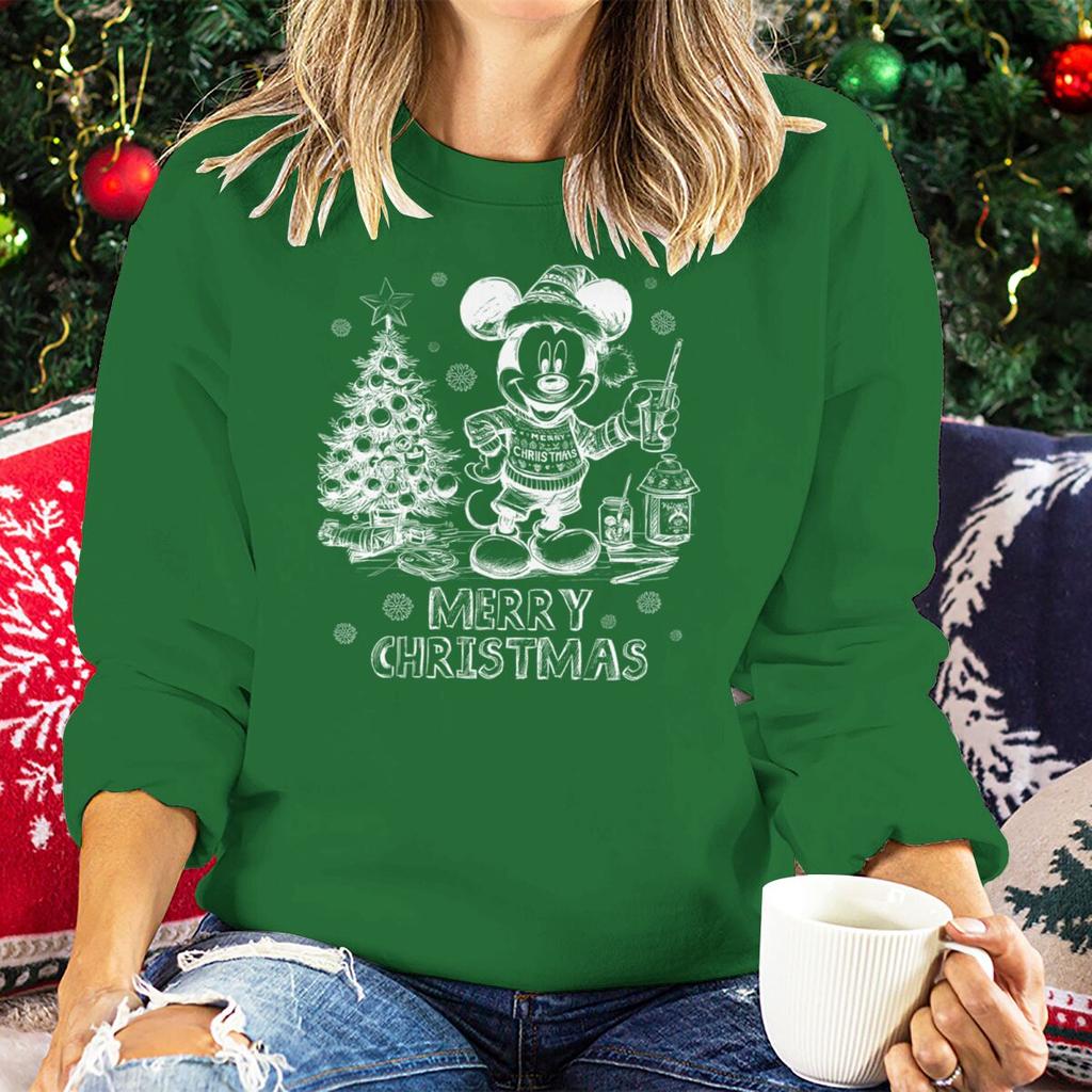Vintage Retro Christmas Mickey Mouse Sweatshirt for Women Festive Holiday Wear Clothes Merry Christmas Party Matching Sweatshirt