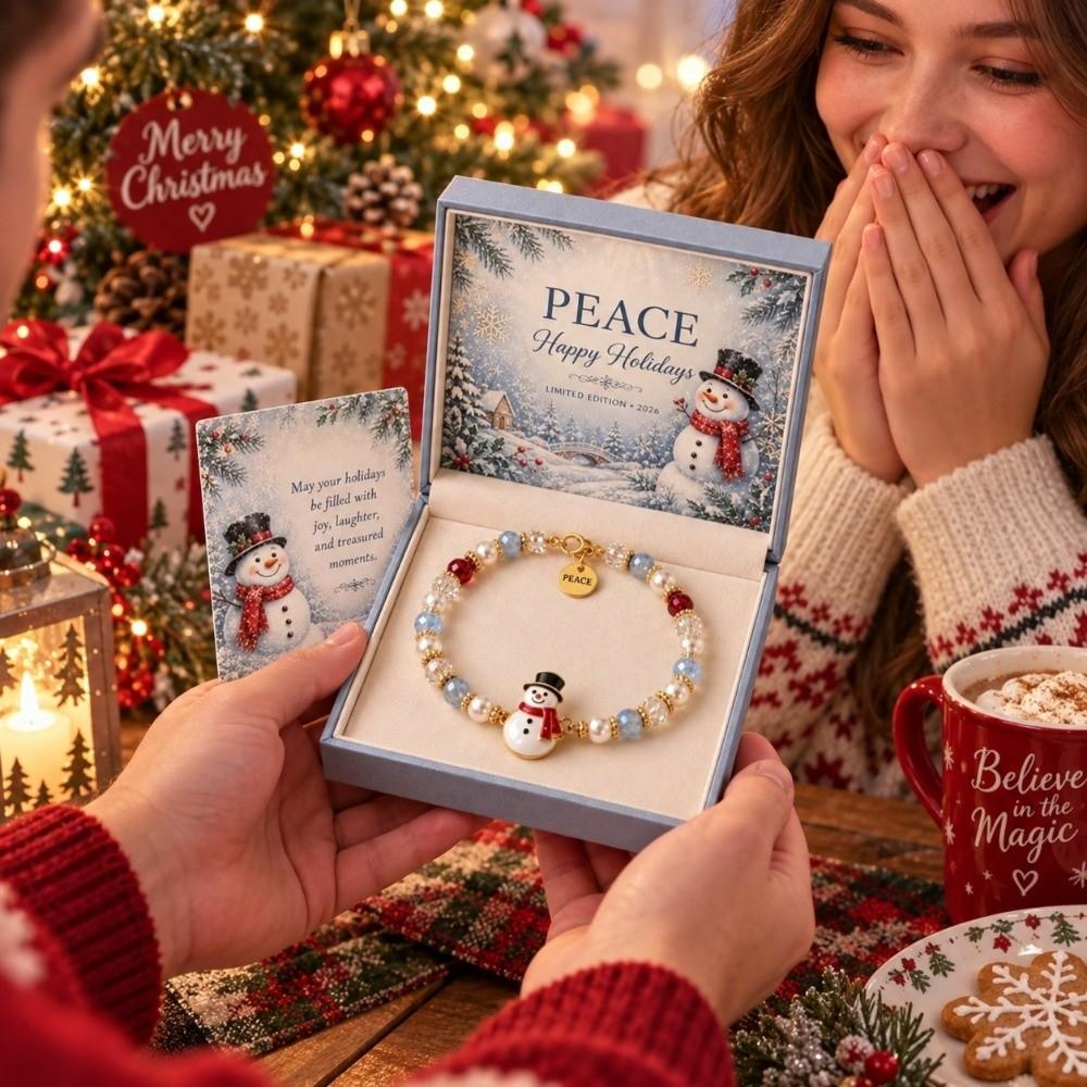 Santa Claus Crystal Beaded Bracelet Snowman Women Bangle Christmas Bracelets Party Favor