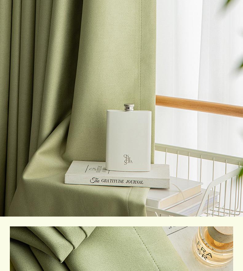 Cortinas de Chenille Nórdicas Francesas de Alta Qualidade para Chá com Leite: Proteção Solar Ultra e Isolamento para Sala de Estar/Sombreamento para Janelas de Sacada de Quarto Japonês