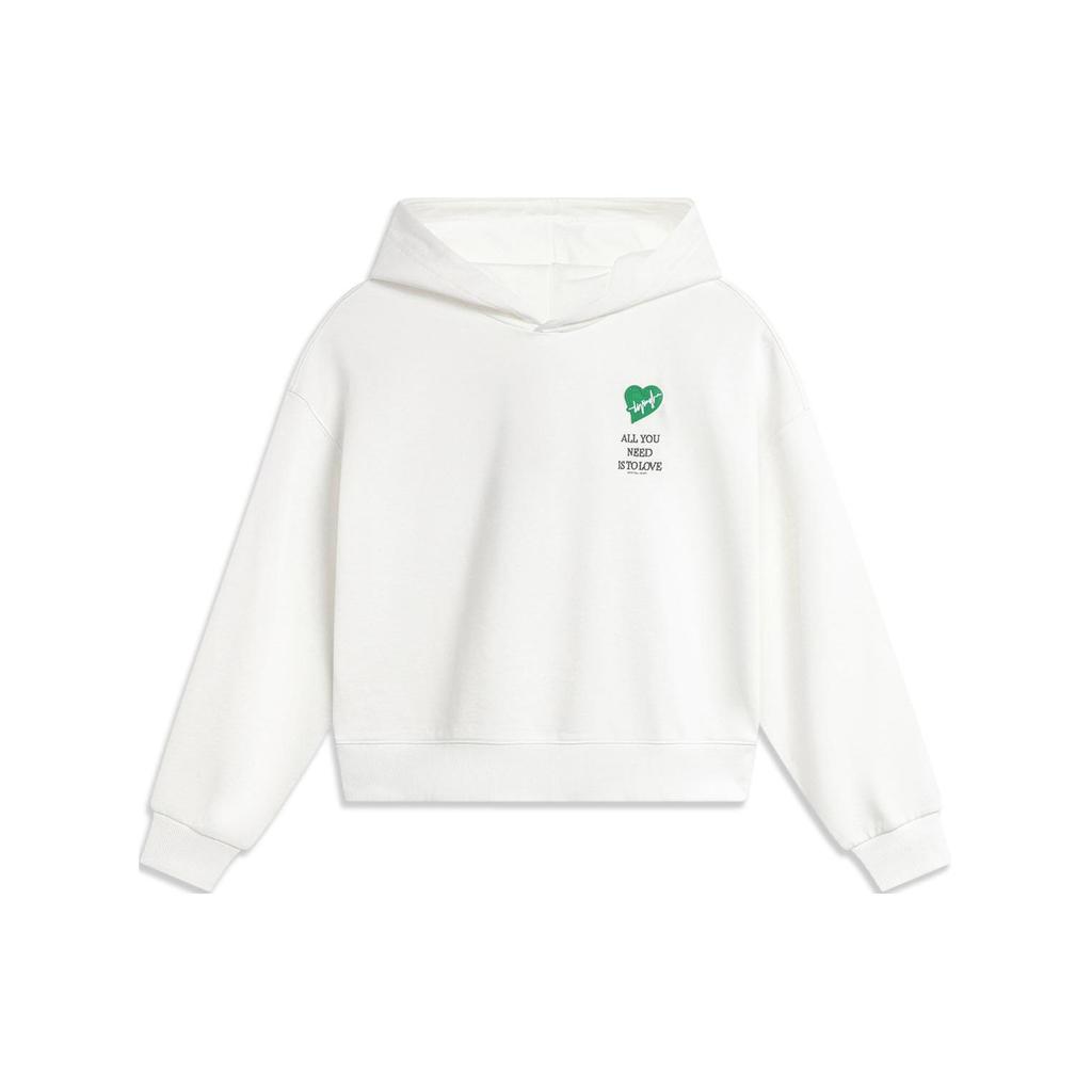 Li Ning Sportovní módní série Mikina s kapucí a potiskem písmen s dlouhým rukávem Dámská mikina Off-White AWDU782-1