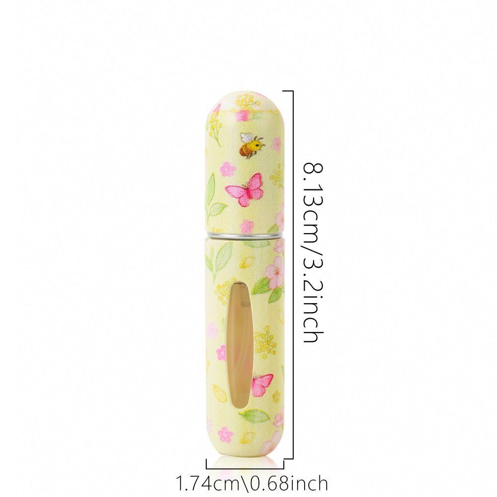 5ml Mini Perfume Bottle Floral Series Empty Spray Rotating Bottle Refillable Storage Sprayer Empty Cosmetic Containers