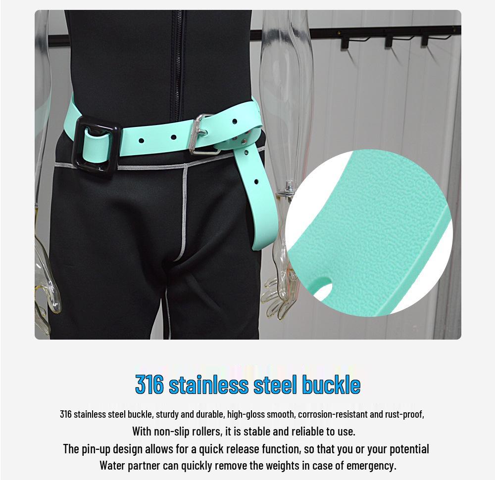 Adjustable Silicone Quick-Release Scuba Dive Belt with Lead Blocks