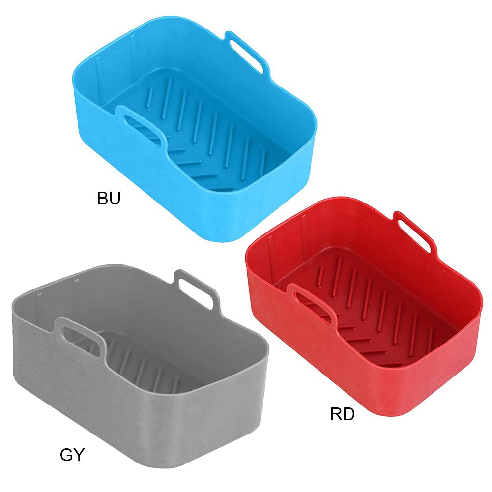 Silicone Air Fryer Pot Tray Food Safe Reusable Square BBQ Barbecue Pad Plate Airfryer Oven Baking Mold Basket Pan For Kitchen