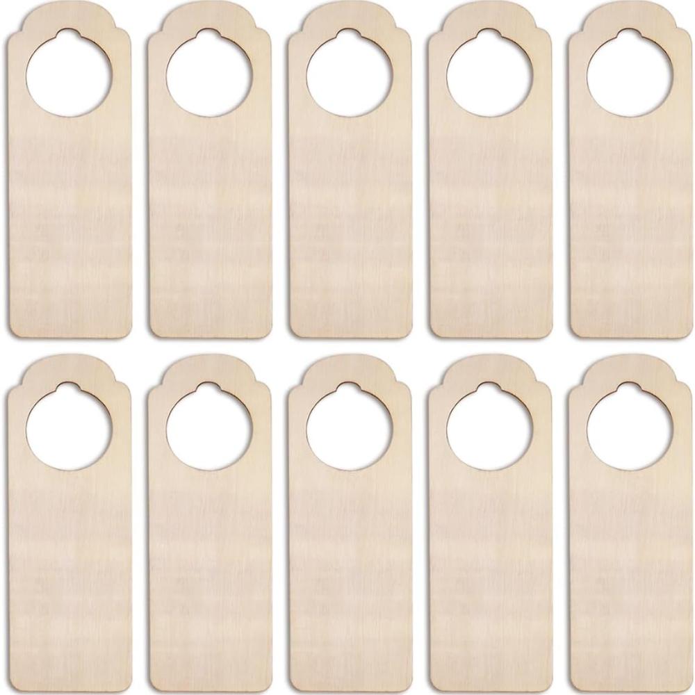 10 Pieces Wooden Door Handle Hangers Unpolished Natural Odor Free Wood Diy Craft Painting Writing Sign Blank Double Sided