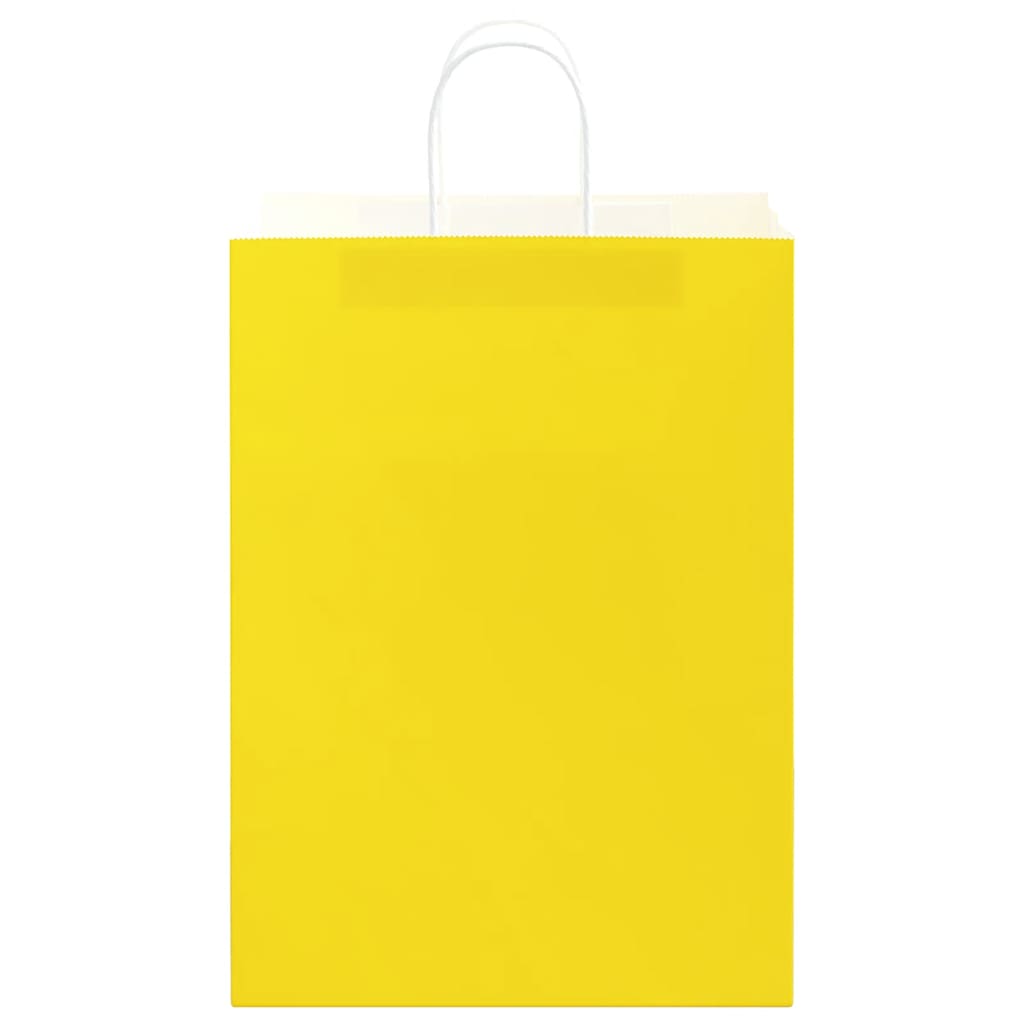 Paper Shopping Bags 50 pcs with Handles Yellow 32 x 17 x 44 cm