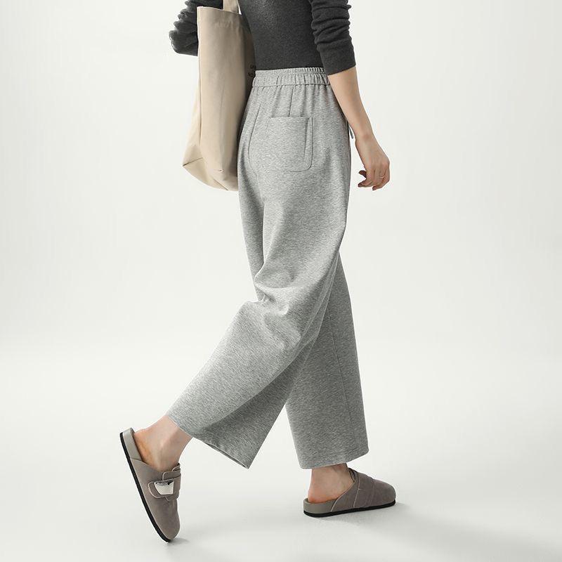 

2025 Women s Grey Wide-Leg Sweatpants - Casual, Loose Nine-Tenth Length for Autumn L (108-120 jin)