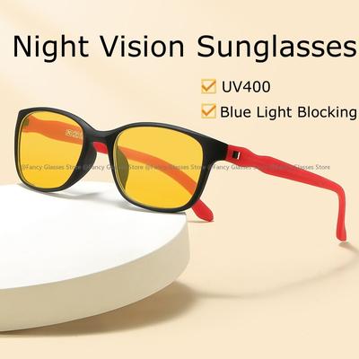 Mode Mode TR90 Nachtsicht Sonnenbrille Frauen Männer Quadratischen Rahmen Anti-blau Brillen Ultraleicht UV400 Reiten Sport Sonnenbrille Schutzbrille
