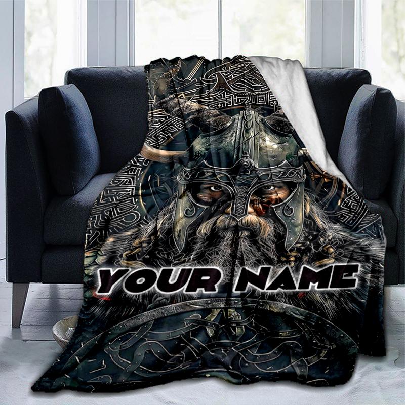1PC Custom Name Warrior Poster flannel blanket versatile,all-season throw suitable for the living room,bedroom,camping,travel,and gift