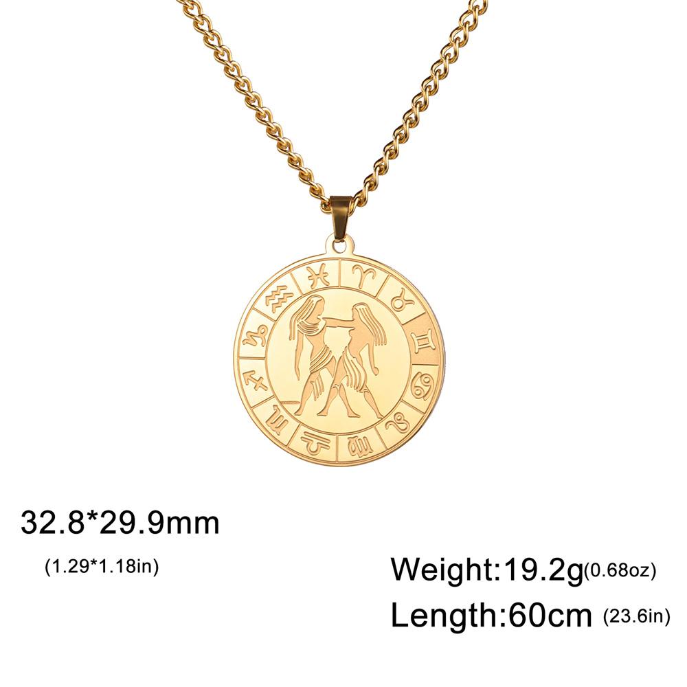 My Shape 12 Constellation Necklace Gothic Zodiac Pendant Chain Women Men Leo Aries Virgo Capricorn Birthday Jewelry Wholesale