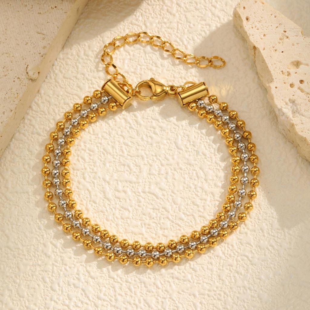 Classic Multi-layered Bead Chain Bracelet,Women's Stainless Steel Bracelets,Trendy Jewelry Mother's Day Gift