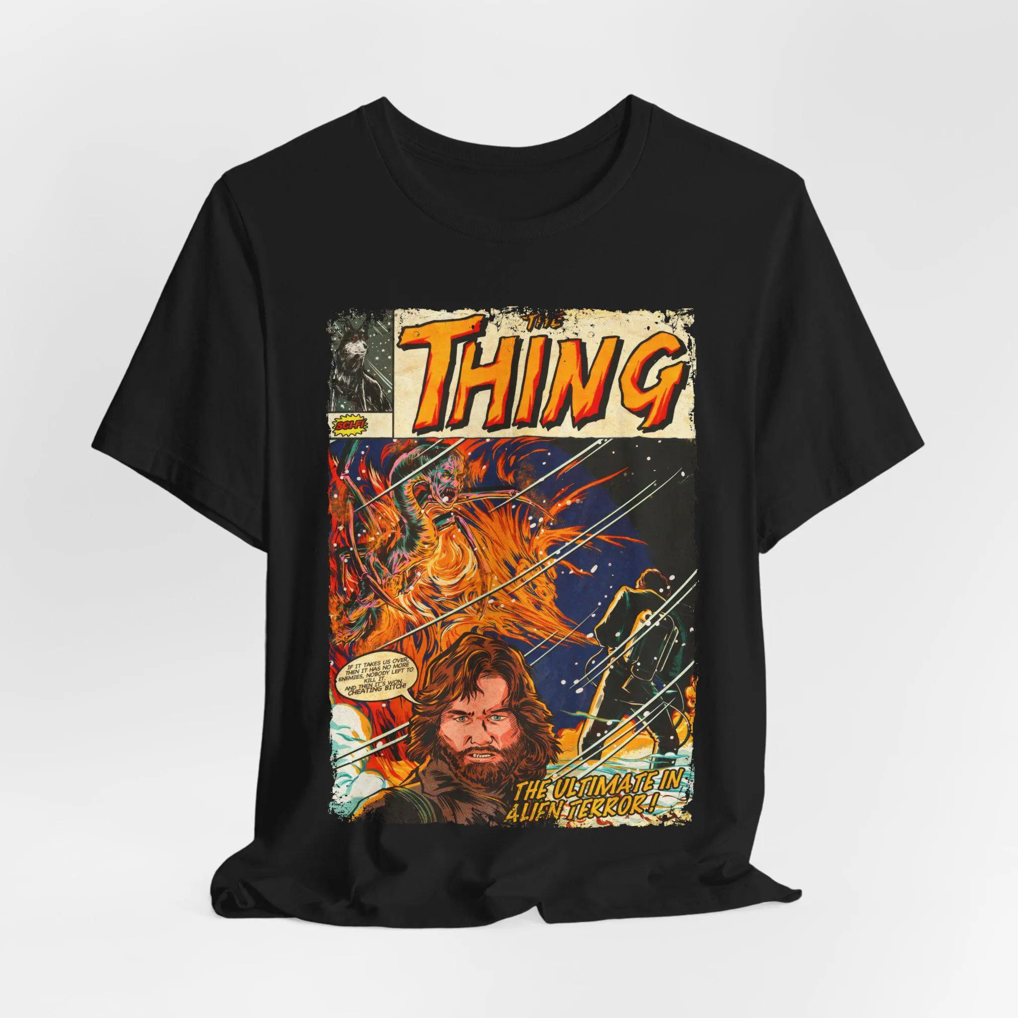 

The Thing Movie TShirt Vintage Horror SciFi Graphic Tee Summer Unisexs and Womens Loose and Breathable Tshirt Top 4XL