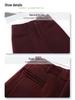 Ancola Women's Red Wool Pants: 2024 Autumn/Winter Plus Velvet Straight-Leg Wide-Leg Style