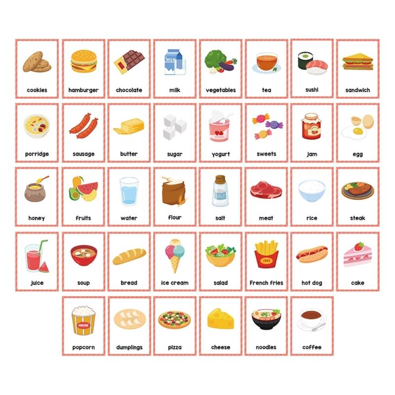Food Fruit Vegetables Color Numbers Shapes Flashcards Early Learning Word Card Teaching Aid For Preschool Kindergarten