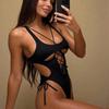 Seductive Lingeries Femme Ultra Sensual Open Crotch Lace Up Bodysuit Sexy Girls Tie Straps Hollow Breast Onepiece Intimates