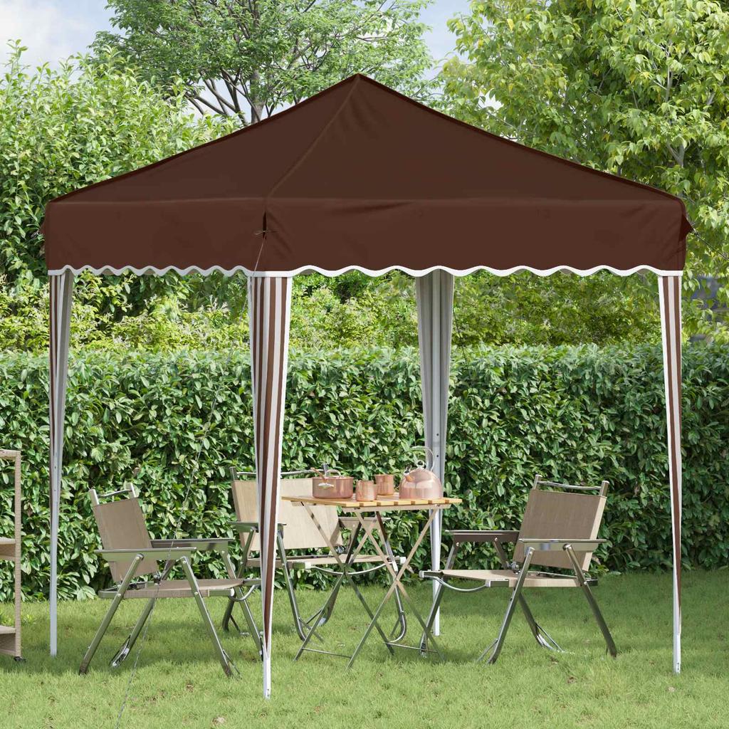 Pop Up Party Tent 195 X 195 X 245 Cm Brown Oxford Fabric