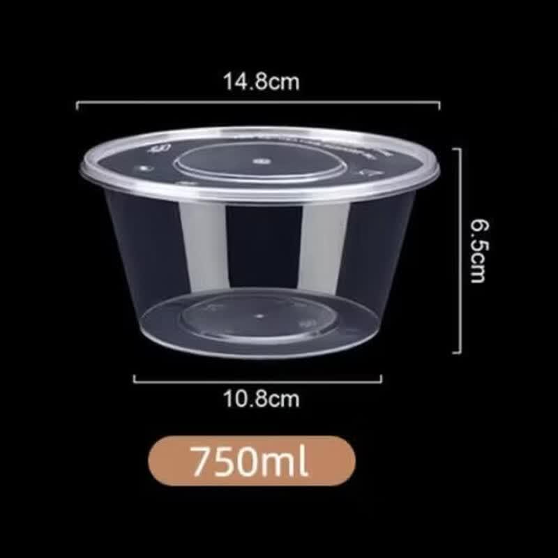 Thickened Disposable Transparent Round Food Containers with Lids