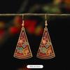 Chinese retro cloisonne enamel earrings female classical temperament simple flower earrings niche design earrings