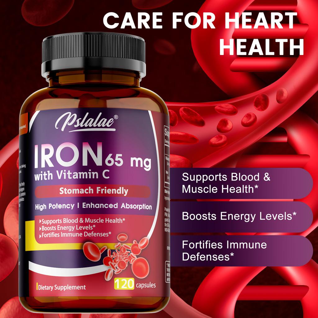 Pslalae Integratore Alimentare di Ferro, Contiene Essenza di Vitamina C, Integratore Nutrizionale Quotidiano