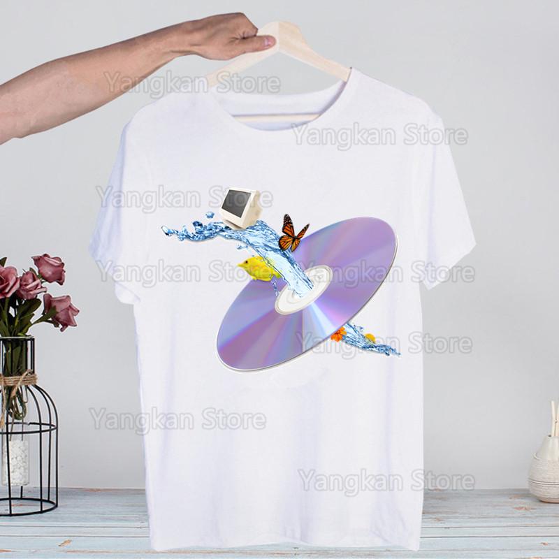 Frutiger Aero Harajuku T-skjorter Sommer Menn/Kvinner Hip Hop Morsom Trykk T-skjorte Streetwear T-skjorte Kortermet Tee Topp