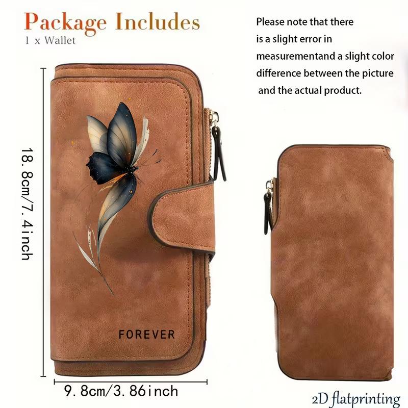 Butterfly Pattern Women's Long Wallet Multi - functional Snap Button Coin Purse Cat Lover Gift Daily Commute Outdoor Travel Home Use Model 0110PYT