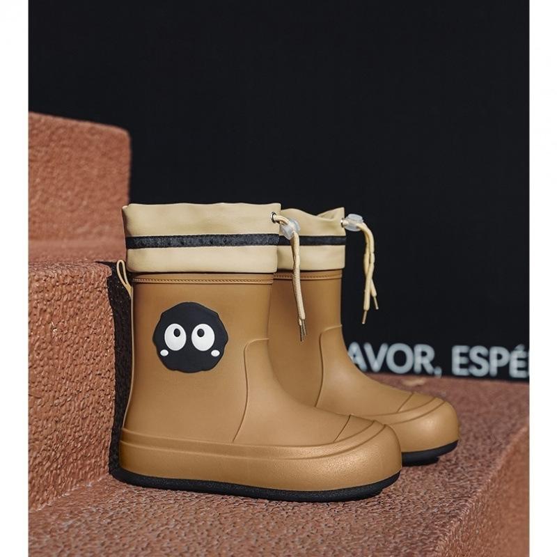 Japanese cute children's parent-child rain shoes women's students middle and older children's non-slip soft-soled rain boots velvet super soft waterp