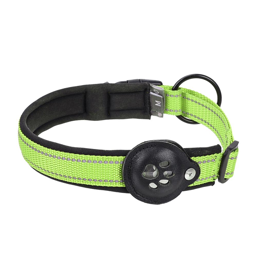 Classic Reflective AirTag Dog Collar,Padded Dog Collars,Adjustable Heavy Duty Dog Collars with AirTag Holder Case for Small Large Dogs