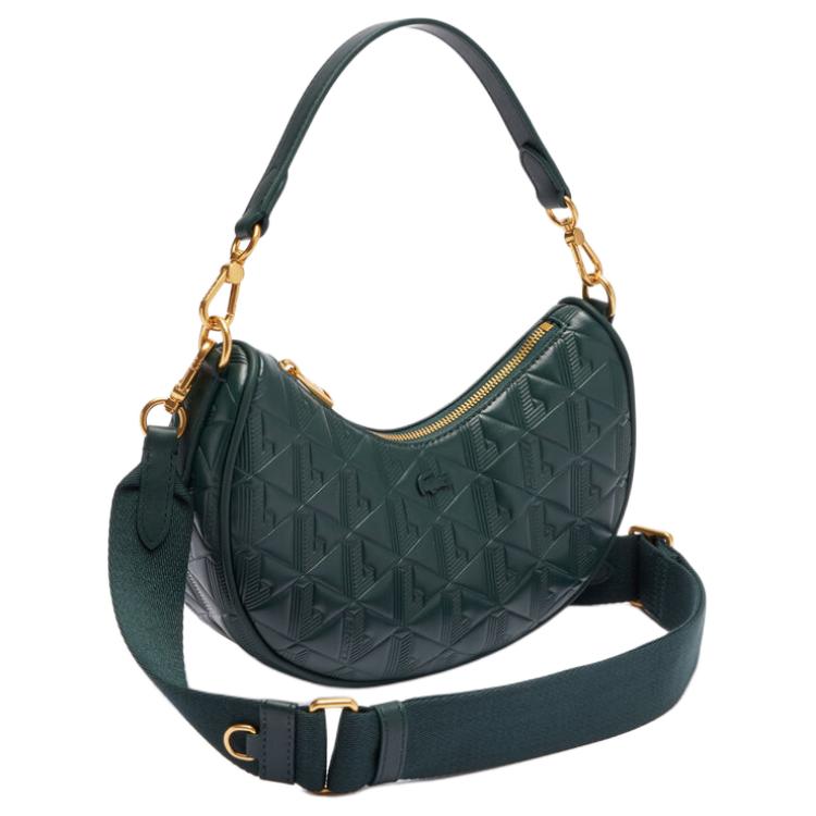 Lacoste Fashion Versatile Zipper Closure Leather Shoulder Crossbody Handbag Medium Women Handbags Green NF4710MH-B43